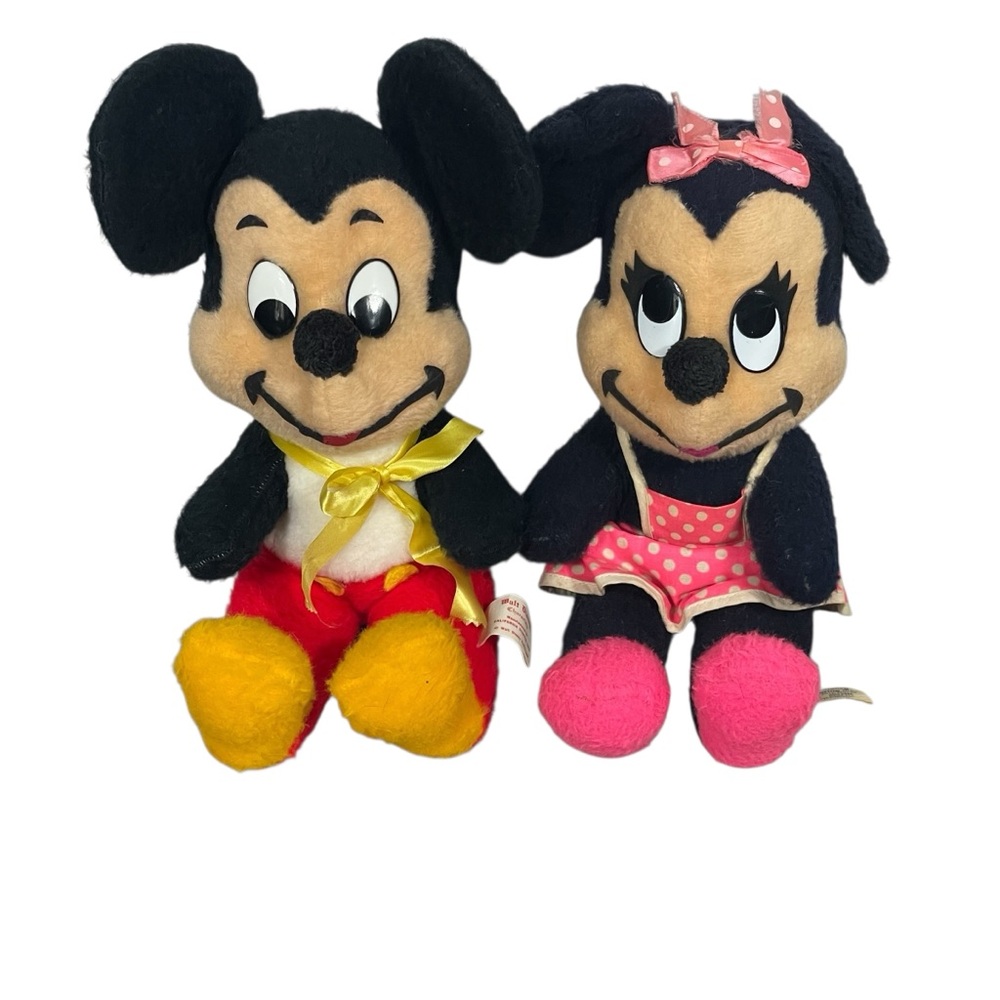 Vtg Early 1970s Disney World Mickey & Minnie Mouse California Toys 15” Plush Set